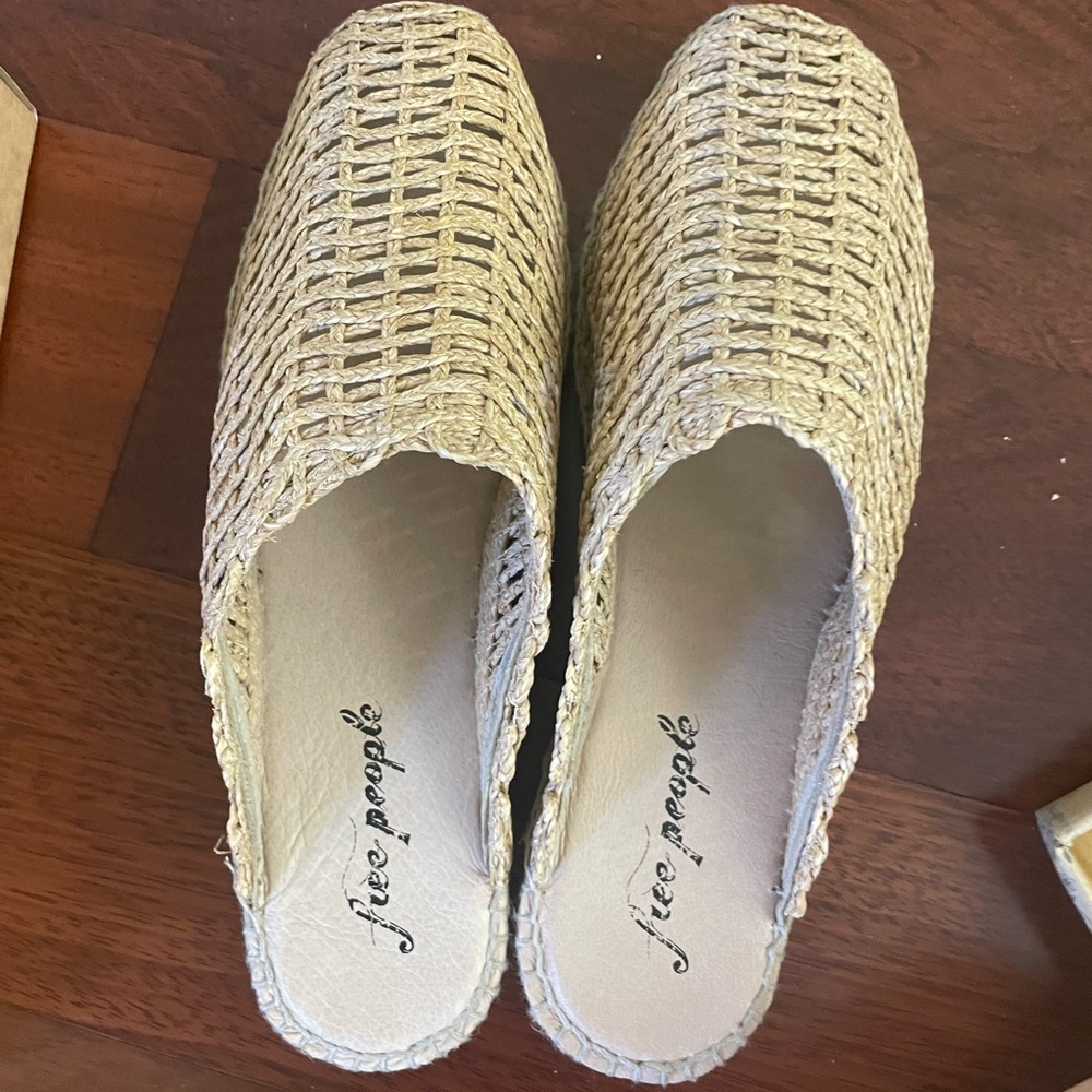 Free People Natural Woven Mules